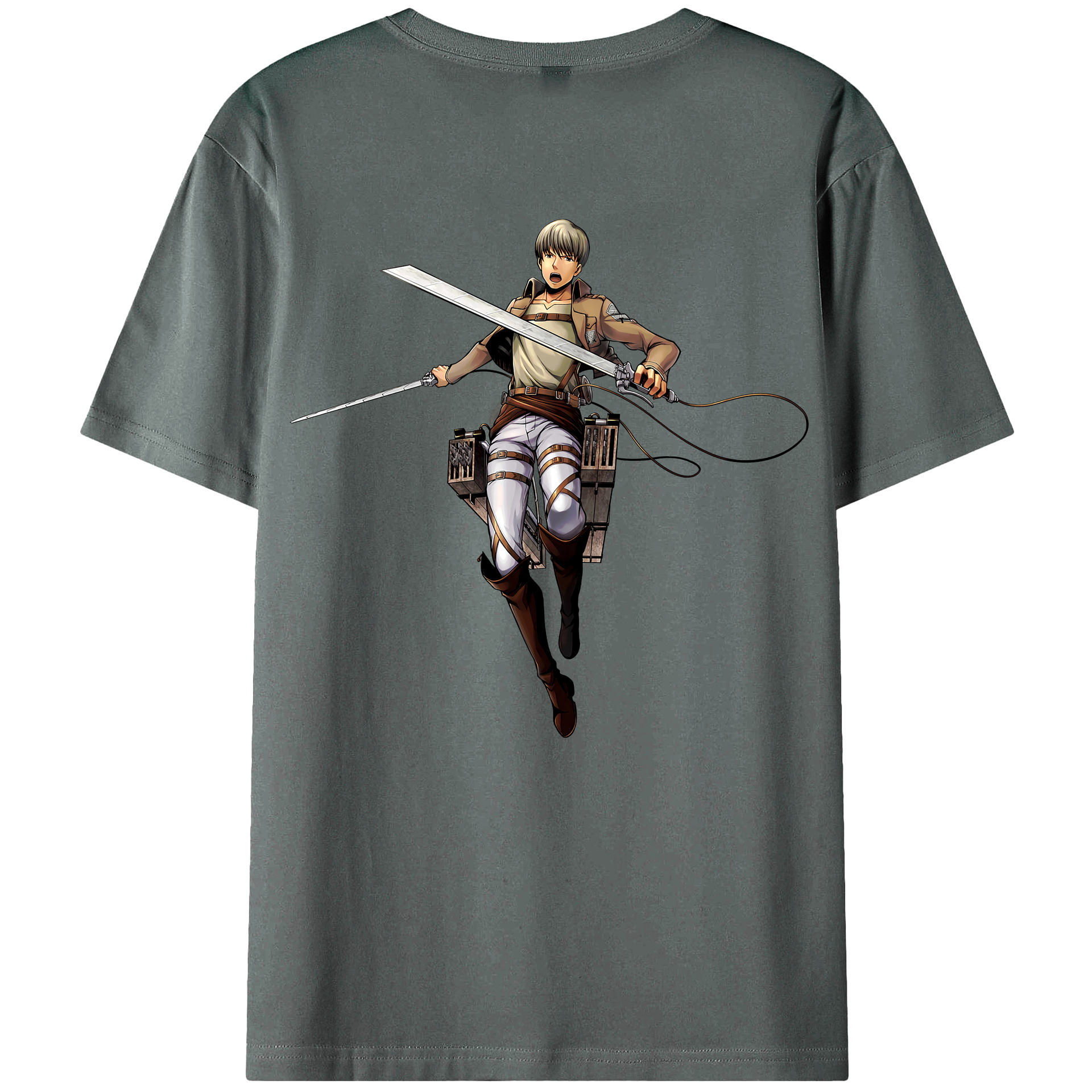 （画像用） 進撃の巨人 Attack on Titan 綿100％ メンズ半袖Tシャツ（バックプリント） 通気性
